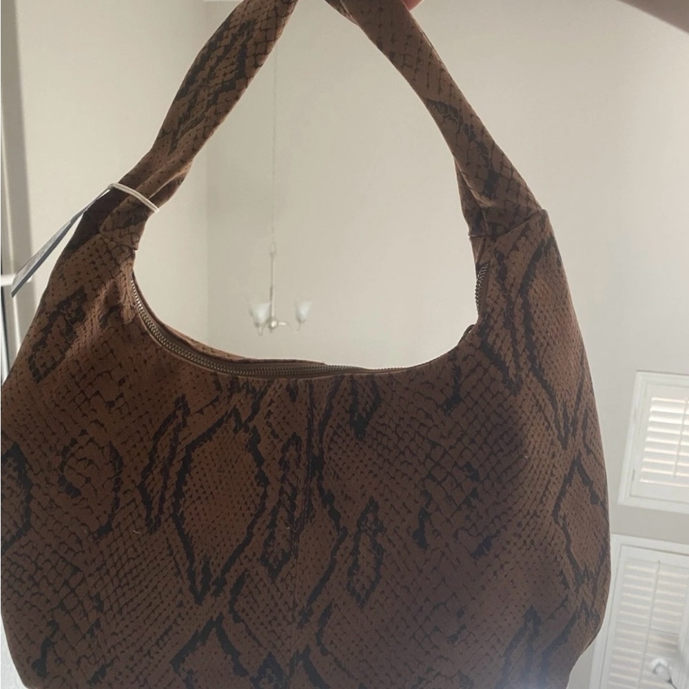 Brown Snake Print Hobo Bag